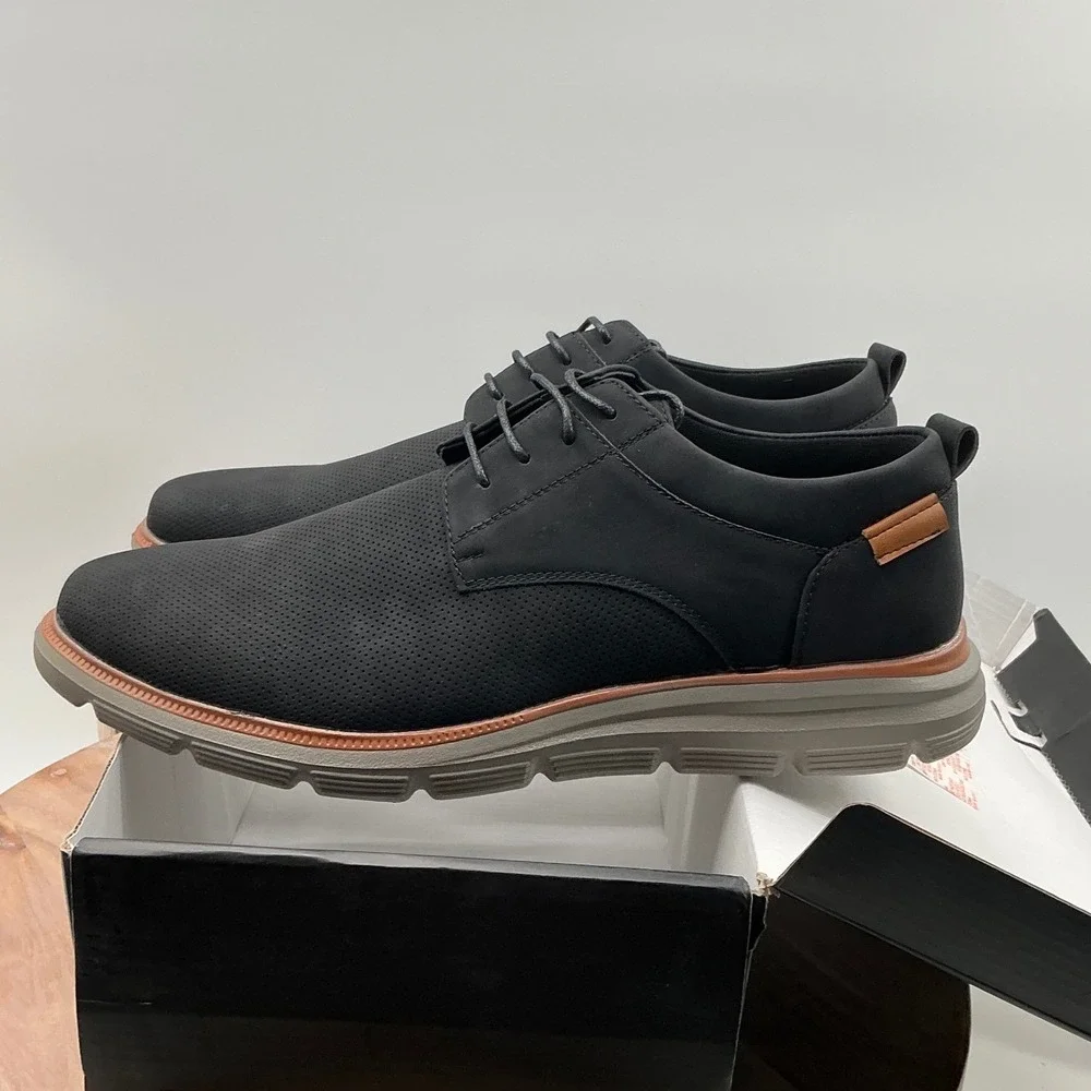 Aston Marc Eglon-01 Mens Black Perforated Hybrid Dress Sneakers Size 12 H-7112